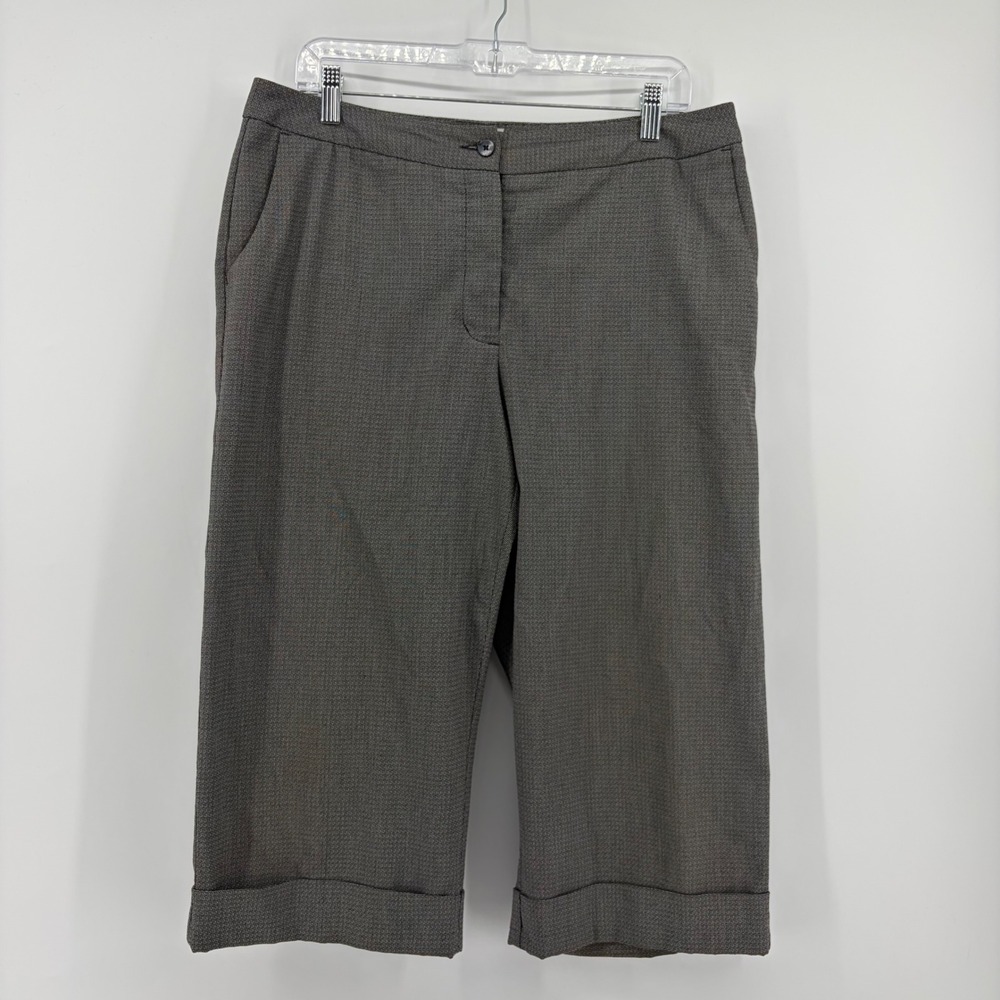 Chico's Womens Size 2 / US 12 Grey Textured Cropped Wide Leg Cuffed Career Pants